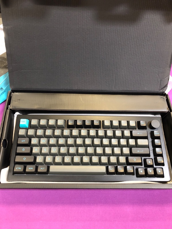 Photo 2 of Akko 5075B Plus Mechanical Keyboard 75% Percent RGB Hot-swappable Keyboard with Knob, Black&Cyan Theme with PBT Double Shot ASA Profile Keycaps with Silver Switch