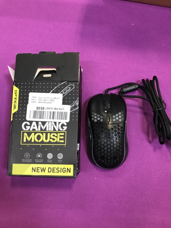 Photo 1 of Honeycomb Wired Gaming Mouse, RGB Backlight and 7200 Adjustable DPI, Ergonomic and Lightweight USB Computer Mouse with High Precision Sensor for Windows PC & Laptop Gamers (Black)