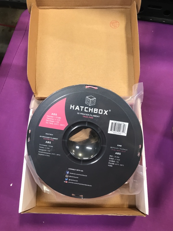 Photo 2 of Hatchbox ABS 3D Printer Filament, Dimensional Accuracy +/- 0.03 mm, 1 kg Spool, 1.75 mm, Pink