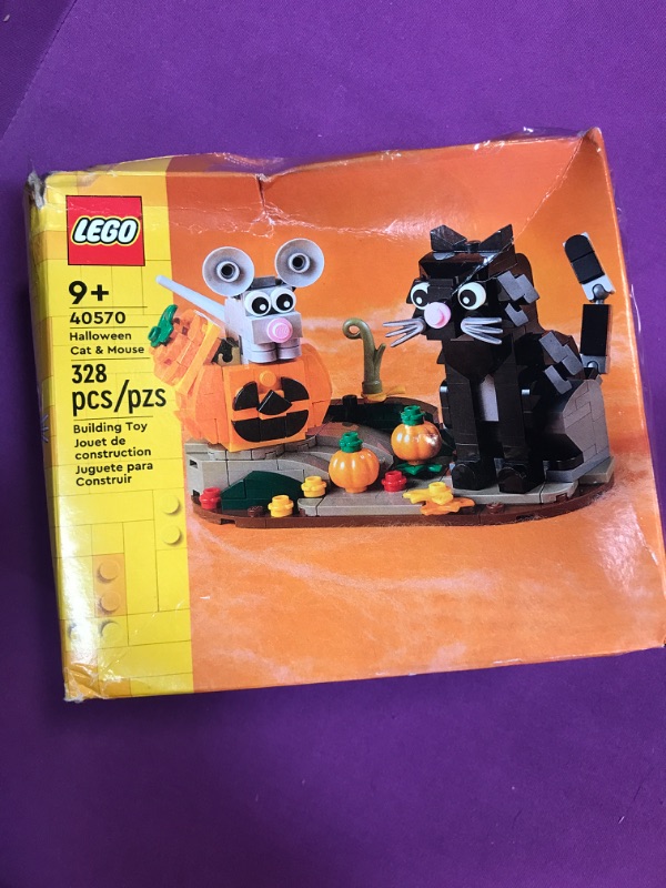 Photo 2 of LEGO Halloween Cat & Mouse 40570 Building Kit, Whimsical Halloween Décor with Adorable Cat, Mouse, and Pumpkin Toys, Halloween Toy