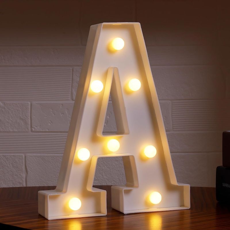 Photo 1 of Led Marquee Light Up Letters, 26 Alphabet Light Up Letter Lights, Decorative Led Letters Lights, Battery Powered Letter Sign Lights for Party, Night Light, Home Decor

(Letter D Warm White)