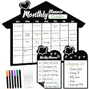 Photo 1 of Magnetic Dry Erase Monthly Calendar, 17x13 Inches Monthly Planner for Fridge, 6x10 Inches Magnetic Weekly Planner and Whiteboard with 6 Markers and Penholder