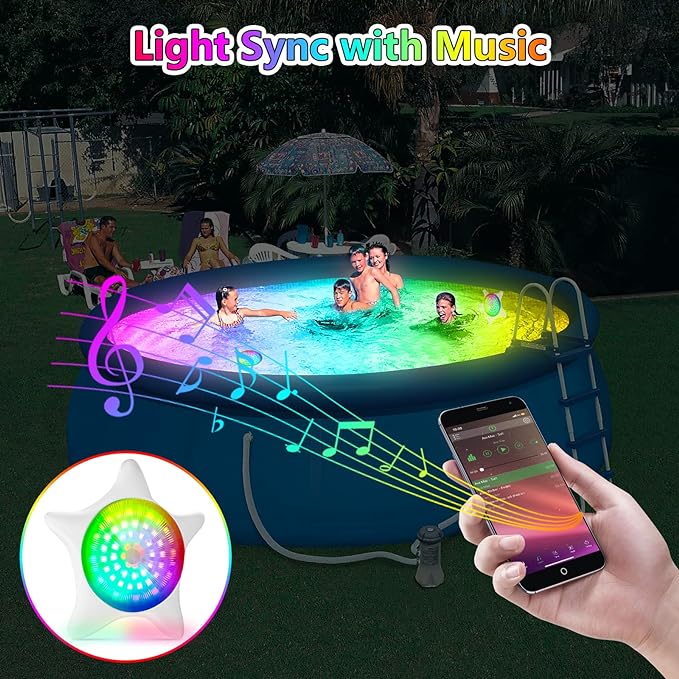 Photo 1 of Led Pool Lights for Above Ground Inground Pool - Submersible Led Lights Ip68 Waterproof Color Changing Light with App Remote Control, 15W Underwater RGB