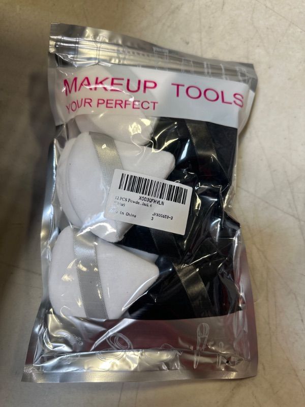 Photo 1 of 12 PCS Powder Puff Triangle Makeup Puffs for Loose Setting Powder Face Body, Foundation Blender Velour Setting Powder Puff, Super Soft Eye Makeup Wedges