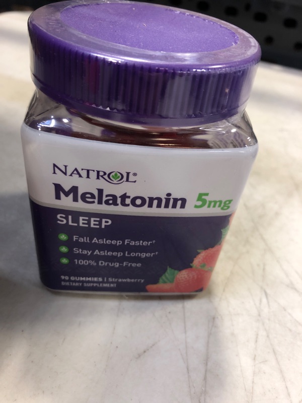 Photo 2 of Exp date 12/2023----Natrol Melatonin 5mg, Dietary Supplement for Restful Sleep, 90 Strawberry-Flavored Gummies, 45 Day Supply 90 Count (Pack of 1)