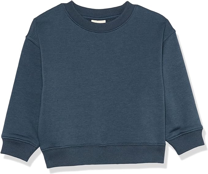 Photo 1 of 12M--Amazon Essentials Unisex Babies' French Terry Crewneck Sweatshirt Blue