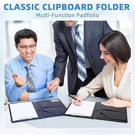 Photo 1 of Sabary 2 Pcs Resume Padfolio Portfolio Folder with Pocket, Size A4 PU Leather Clipboard Case Business Document Organizer Storage Clipboard with Cover for Interview Conference Presentation