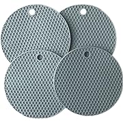 Photo 1 of Honeycomb Designed Silicone Kitchen Tools Holder Hot Pan mat Drainage Coasters Light Grey 2PCS Size:?5.8 * 0.2in