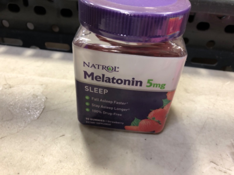 Photo 2 of Exp date 01/2024---Natrol Melatonin 5mg, Dietary Supplement for Restful Sleep, 90 Strawberry-Flavored Gummies, 45 Day Supply 90 Count (Pack of 1)