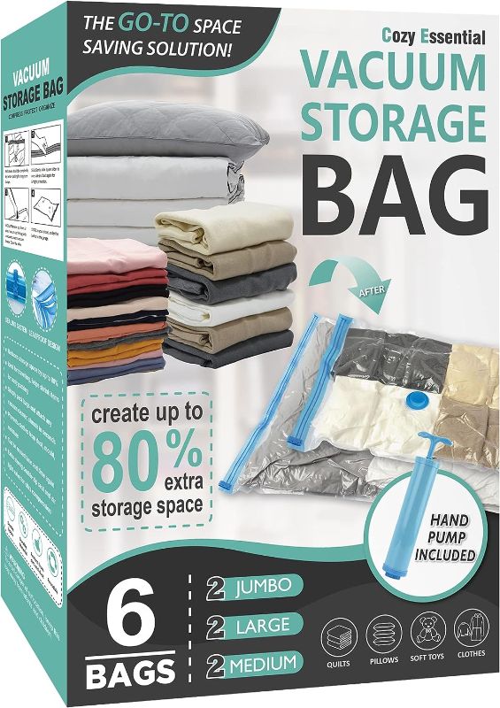 Photo 1 of 6 Combo Vacuum Storage  Bag 

2- jumbo
2- large
2- Medium