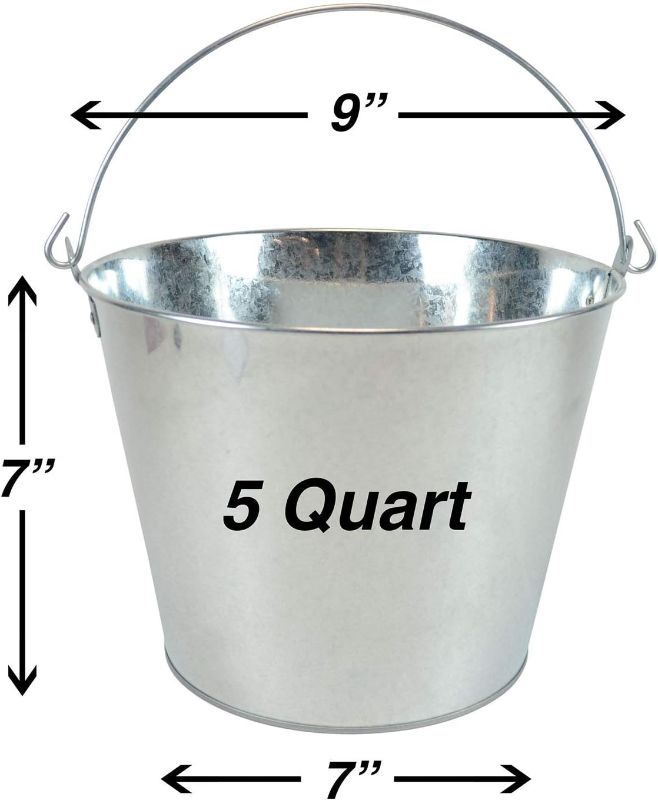 Photo 1 of 5-Quart Galvanized Pail Beer Bucket 9x9x7 inches (Pack of 2)
