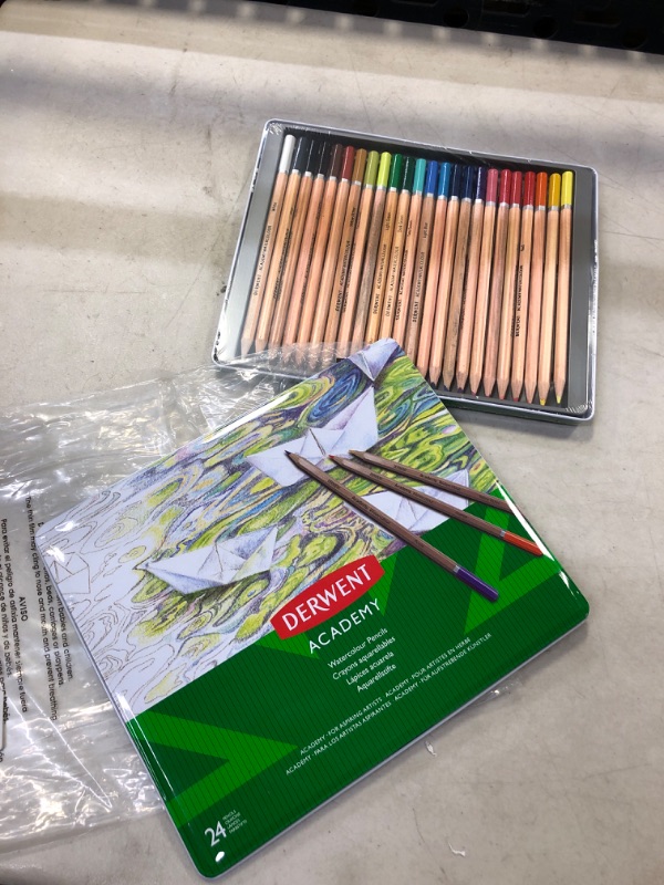 Photo 2 of Derwent Academy Watercolor Pencils, 3.3mm Core, Metal Tin, 24 Count (2301942)Derwent Academy Watercolor Pencils, 3.3mm Core, Metal Tin, 24 Count (2301942)