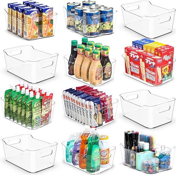 Photo 1 of [ 12 Pack ] Multi-Use Clear Bins for Organizing - Fridge, Refrigerator Organizer Bins - Pantry Organization and Storage - Plastic Containers for Home, Kitchen, Freezer, SOHO Collection, Canbinet, RV