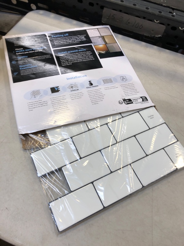 Photo 1 of Art3d Backsplash Tile for Kitchen Peel and Stick, 10-Sheet Stick on Subway Tiles for Kitchem, Bathroom Back Splashes, 12"x12", Warm White with Black Grout