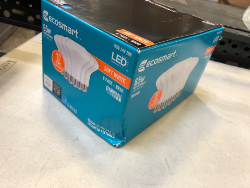 Photo 2 of 65-Watt Equivalent BR30 Dimmable ENERGY STAR LED Light Bulb Soft White (6-Pack)