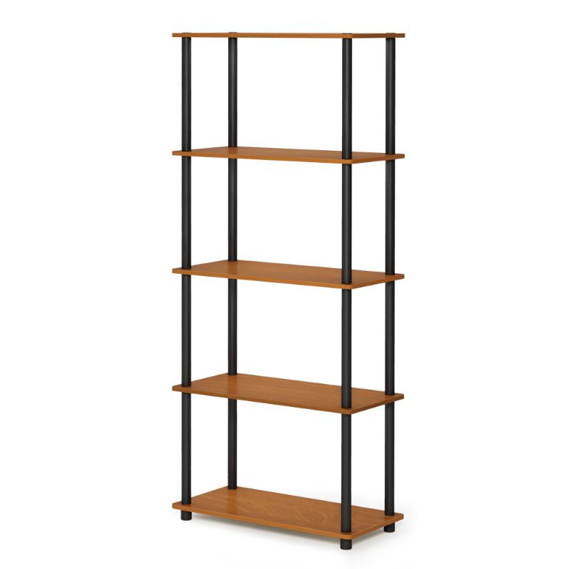 Photo 1 of 17091CWN-BK Turn-N-Tube 5-Tier Multipurpose Shelf Display Rack - Columbia Walnut & Black
