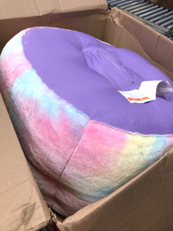 Photo 3 of Heritage Kids Sorbet Dreams Rainbow Fur Kids Bean Bag Chair, Multicolor Sorbet Rainbow