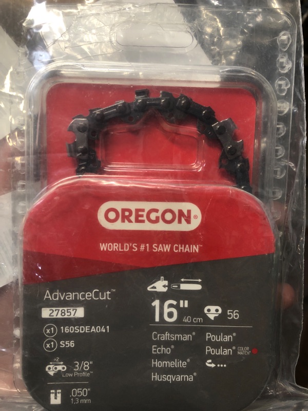 Photo 2 of  chain onlyOregon 16-Inch Replacement Chainsaw Bar and S56 AdvanceCut Chainsaw Chain Combo, 56 Drive Links, Pitch: 3/8" Low Vibration, .050" Gauge (27857)