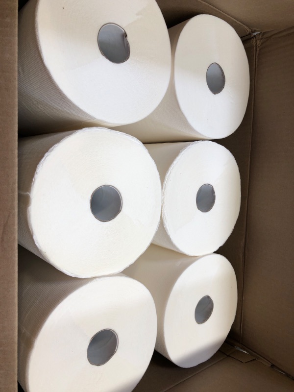 Photo 2 of High Capacity TAD Towel rolls, 10" Roll, White, 6 Rolls Premium Quality Fits Touchless Automatic roll Towel Dispenser