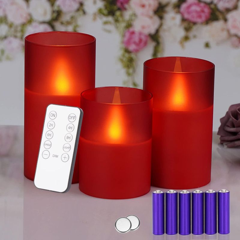 Photo 1 of 
M Mirrowing Frosted Glass Flameless Candles, Battery Operated Candles with Remote & Timer, Real Wax Candles Warm Color Flickering Light for Home...
