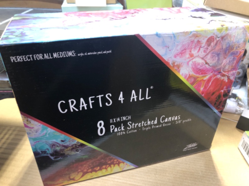 Photo 2 of Crafts 4 All Stretched Canvas Boards for Painting - 8 Pack of 11x14 Blank Art Canvases, Framed Canvas for Painting with Acrylic & Oil Paint, Pencil, Pastels, Charcoal white 11x14 CFA-ACS-Cnvs11x14-8pk