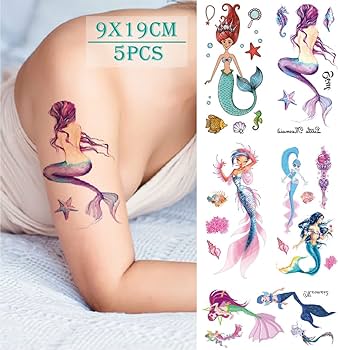 Photo 1 of  Mermaid Temporary Tattoos For Women Girls Waterproof Fake Tattoo Stickers
