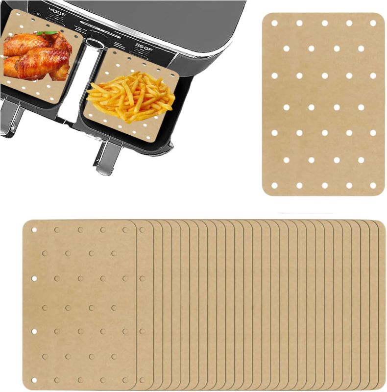 Photo 1 of Air Fryer Parchment Paper For Ninja Foodi Dual Air Fryer,Air Fryer Accessories,Perforated Parchment Paper Sheets for Air Fryer for Double Basket Ninja DZ201 (200)
