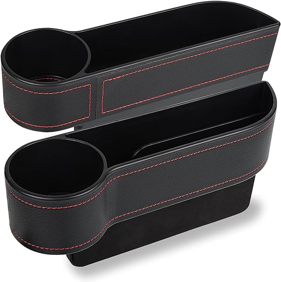 Photo 1 of 2 Pack Car Seat Gap Filler Organizer, Automotive Front Seat Storage with Cup Holder, Auto Console Side Extra Storage Boxes, Seat Side Storage - Passenger Side&Driver Side
