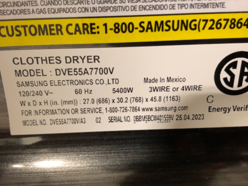 Photo 3 of Samsung 7.4-cu ft Steam Cycle Smart Electric Dryer (Brushed Black) ENERGY STAR
