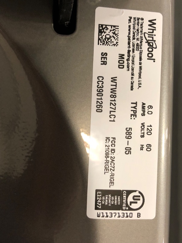 Photo 5 of Whirlpool Smart Capable w/Load and Go 5.3-cu ft High Efficiency Impeller and Agitator Smart Top-Load Washer (Chrome Shadow) ENERGY STAR
