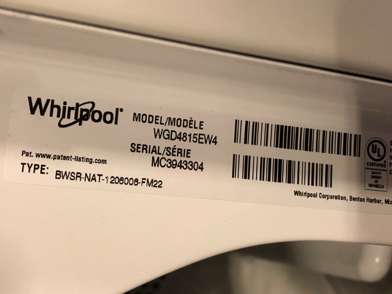 Photo 1 of Whirlpool 7-cu ft Reversible Side Swing Door Gas Dryer (White)
