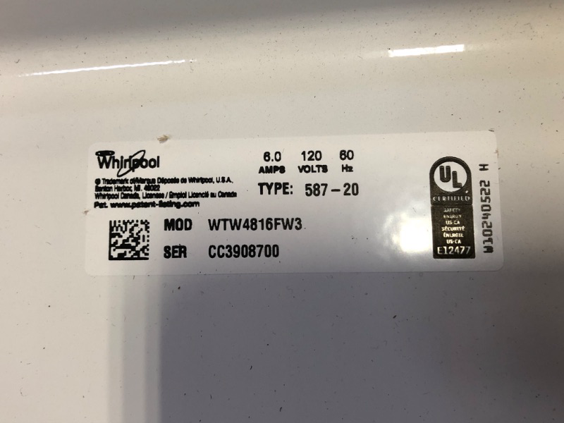 Photo 2 of Whirlpool 3.5-cu ft High Efficiency Agitator Top-Load Washer (White)
