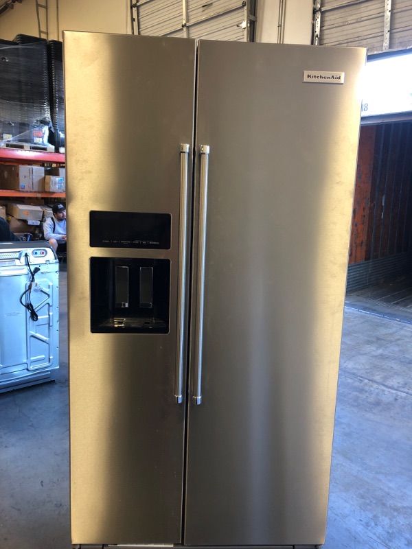 Photo 2 of KitchenAid 19.8-cu ft Counter-depth Side-by-Side Refrigerator with Ice Maker (Stainless Steel with Printshield Finish)

