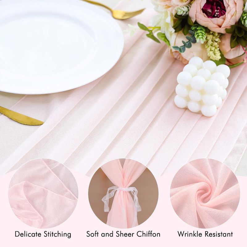 Photo 1 of  Pink Chiffon Runner, 12Inches Wide Light Pink for Decorations  