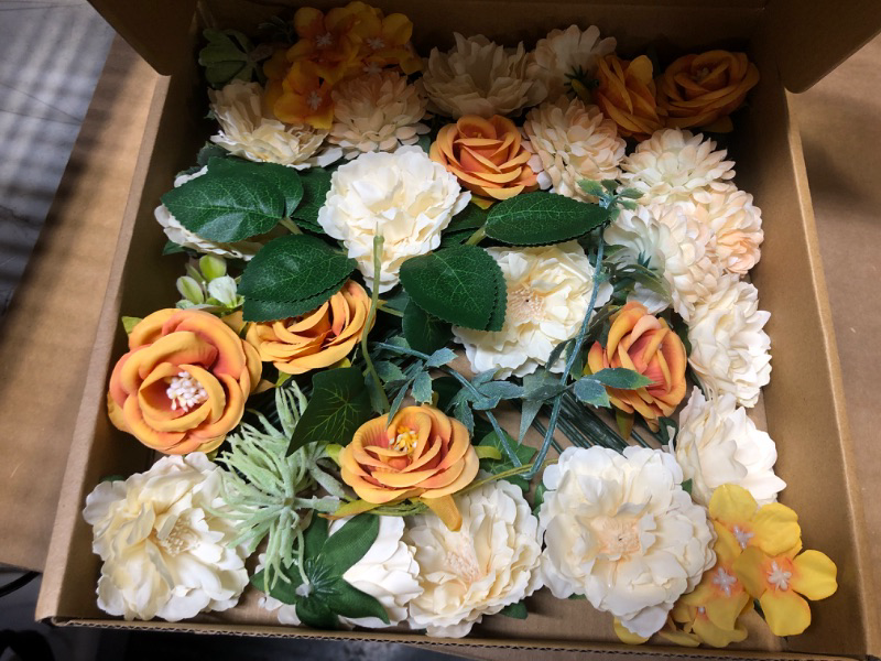 Photo 1 of YWBG Artificial Flowers Combo Box Set for DIY Wedding Bouquet, Silk Fake Flowers Centerpieces Arrangement, Artificial Flowers in Bulk for Home Decoration, Bridal Baby Shower Party Decors
