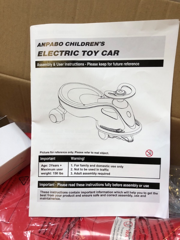 Photo 1 of Electric Wiggle Car Ride On Toy, ANPABO 2 in 1 Wiggle Car with Rechargable Battery and Pedal, Anti-Rollover Wheels with Colorful Lights, Swing Car for Toddlers and Kids Age 3 Year up RED AND PINK 