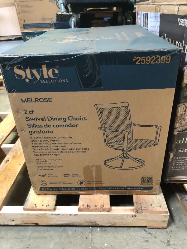 Photo 3 of STYLE SELECTIONS MELROSE SET OF 2 BLACK STEEL FRAME SWIVEL DINING CHAIR(S) WITH OFF-WHITE CUSHIONED SEAT