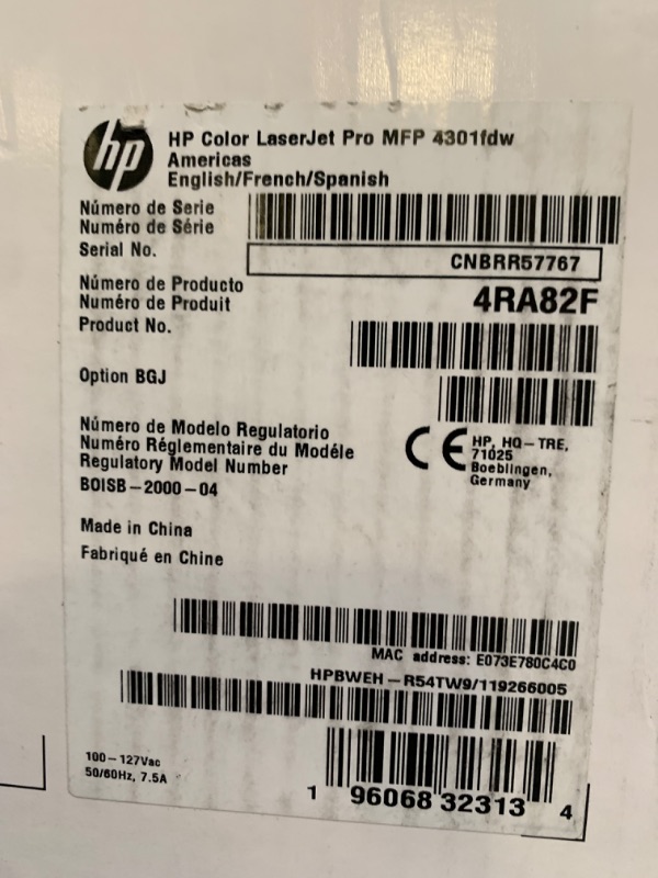 Photo 4 of HP Color LaserJet Pro MFP 4301fdw Wireless Printer, Print, scan, copy, fax, Fast speeds, Easy setup, Mobile printing, Advanced security, Best-for-small teams, white, 16.6 x 17.1 x 15.1 in New version