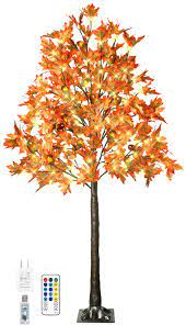 Photo 1 of 6FT 120 LED Lighted Maple Tree - Thanksgiving Decor Artificial Fall Tree