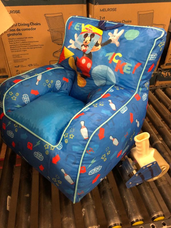 Photo 2 of Disney Mickey Mouse Kids Nylon Bean Bag Chair with Piping & Top Carry Handle