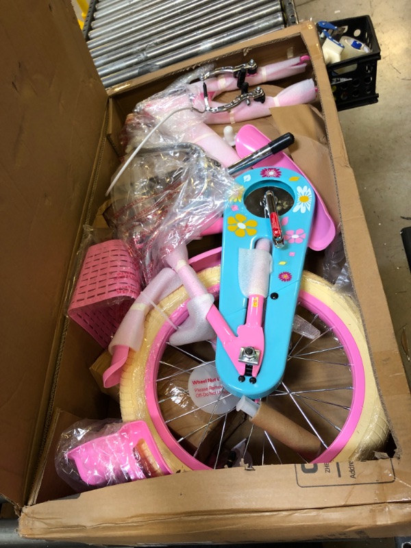 Photo 3 of Glerc Kids Girls Pink Bike with Basket for 2-7 Years Old Kids, 12 14 16 Inch with Bell and Training Wheels pink 16 Inch With Training Wheels