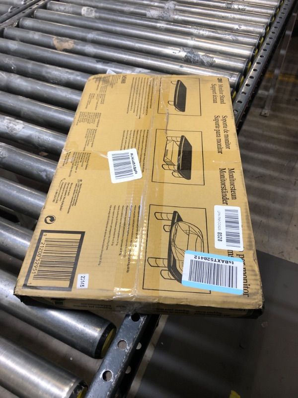 Photo 1 of 3M Adjustable Monitor Stand, Three Leg Segments Simply Adjust Height From 1" to 5 7/8", Sturdy Platform Holds Up to 80 lbs, 11-inch Space Between Columns for Storage, Silver/Black (MS80B)