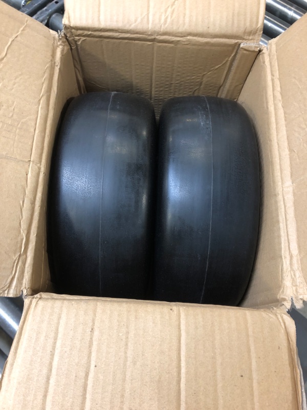 Photo 2 of 2 PCS Premium 13x5.00-6 Flat Free Tire and Wheel for Lawn Mowers & Zero Turn Mowers, with 3/4" & 5/8" Grease Bushing and 3.25"-5.9" Centered Hub, Solution for Commercial Grade Lawns, and Garden Turf