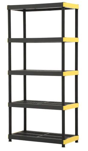 Photo 1 of 5-Tier Plastic Garage Storage Shelving Unit in Black (36 in. W x 74 in. H x 18 in. D)
