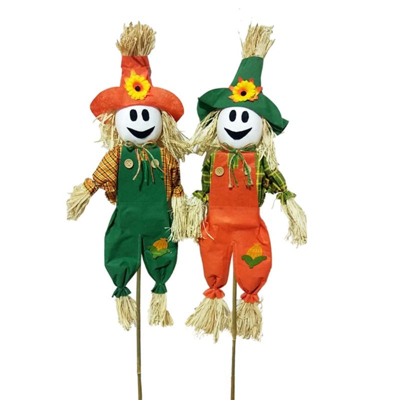 Photo 1 of IFOYO 2 Pack White Face Ghost Scarecrow, Happy Christmas Decorations Scarecrow Christmas Decoration for Garden, Home, Yard, Porch, Thanksgiving Decor