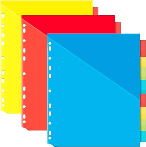Photo 1 of INFUN Plastic 8-Tab Dividers with Two Pockets - 3 Sets, 24 PCS Multicolor Binder Dividers with Pockets,8 -Tab Dividers for 3 Ring Binder
