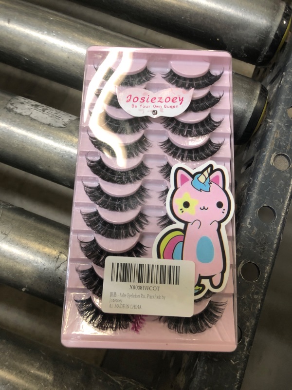 Photo 2 of Russian Strip Lashes D Curl Lashes Faux Mink Lashes Wispy Fluffy Curly Cat Eye Lashes Natural Look False Eyelashes 10 Pairs by Josiezoey