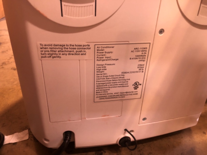 Photo 4 of 11,000 BTU Portable Air Conditioner Cools 350 Sq. Ft. with Dehumidifier and eco-friendly in White
OUT OF BOX ITEM 