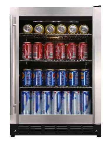 Photo 1 of Beverage 23.4 in. 154 (12 oz.) Can Beverage Cooler, Stainless Steel
