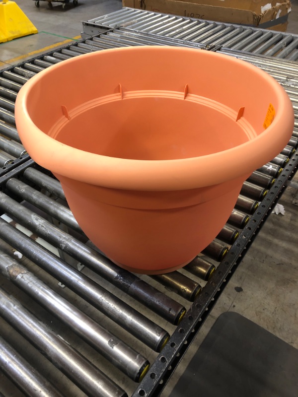 Photo 2 of Ariana Self Watering Resin Planter 20 in. Muted Terra Cotta
